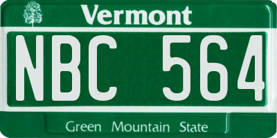 VT license plate NBC564