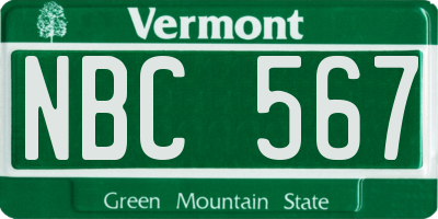 VT license plate NBC567