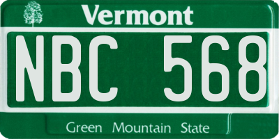 VT license plate NBC568
