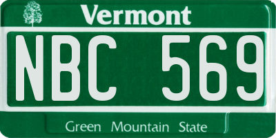 VT license plate NBC569