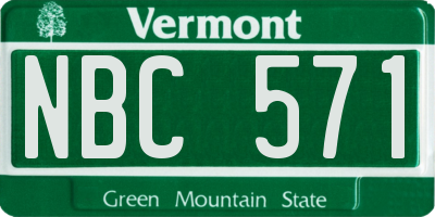 VT license plate NBC571