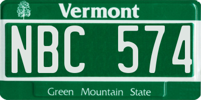 VT license plate NBC574