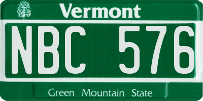 VT license plate NBC576
