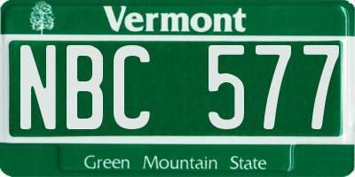 VT license plate NBC577