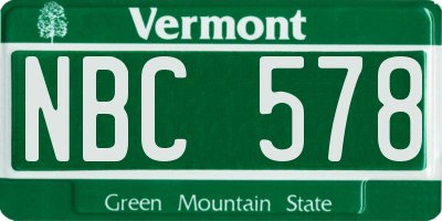 VT license plate NBC578