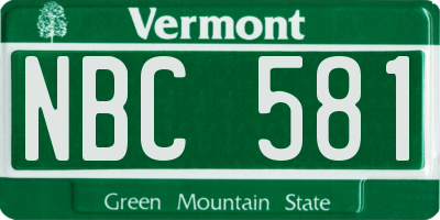 VT license plate NBC581