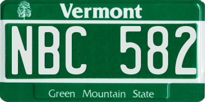 VT license plate NBC582