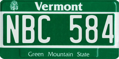 VT license plate NBC584