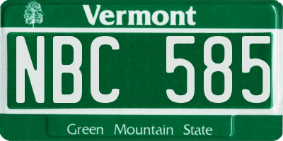 VT license plate NBC585
