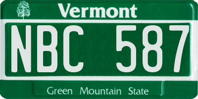VT license plate NBC587