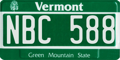 VT license plate NBC588