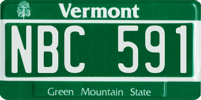VT license plate NBC591