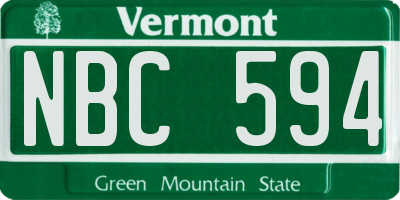 VT license plate NBC594