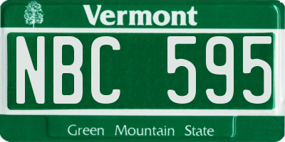 VT license plate NBC595