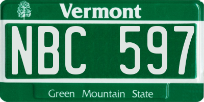 VT license plate NBC597