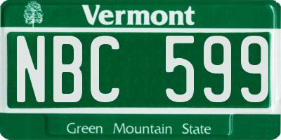 VT license plate NBC599