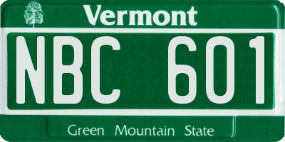 VT license plate NBC601
