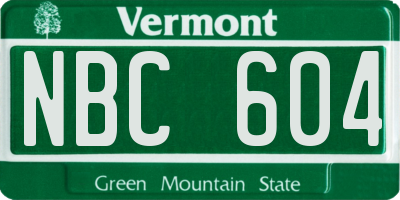 VT license plate NBC604