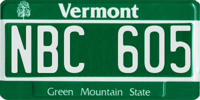 VT license plate NBC605