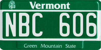VT license plate NBC606