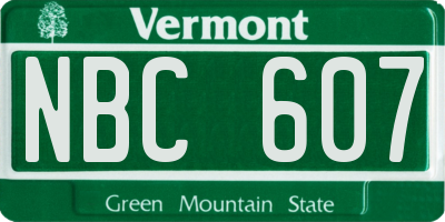 VT license plate NBC607