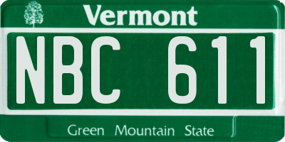 VT license plate NBC611