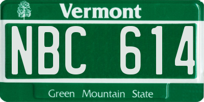 VT license plate NBC614