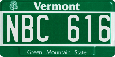 VT license plate NBC616