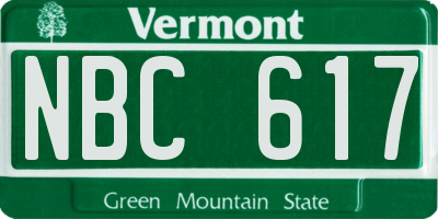 VT license plate NBC617