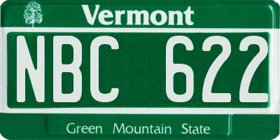VT license plate NBC622