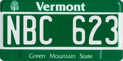 VT license plate NBC623