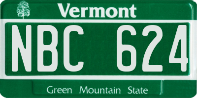VT license plate NBC624