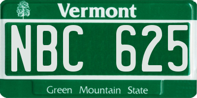 VT license plate NBC625