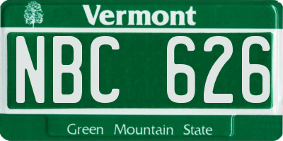 VT license plate NBC626