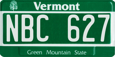 VT license plate NBC627