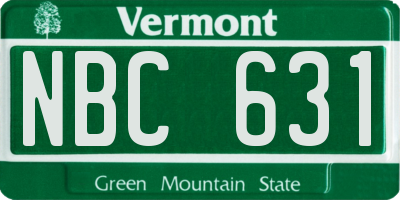 VT license plate NBC631