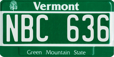 VT license plate NBC636