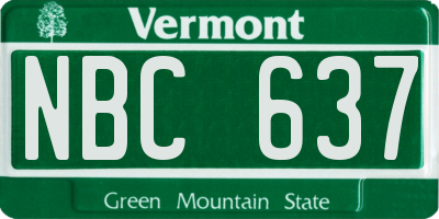 VT license plate NBC637