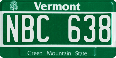 VT license plate NBC638