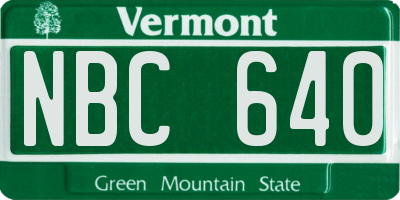 VT license plate NBC640