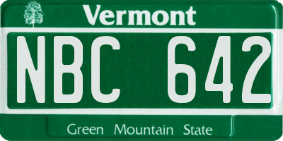 VT license plate NBC642