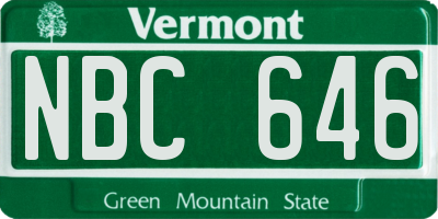 VT license plate NBC646