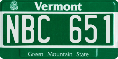 VT license plate NBC651