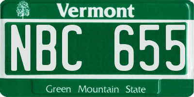 VT license plate NBC655