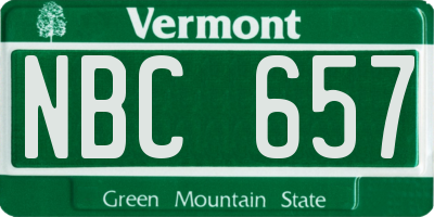 VT license plate NBC657
