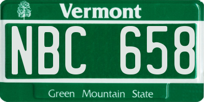 VT license plate NBC658