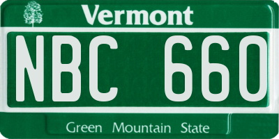 VT license plate NBC660