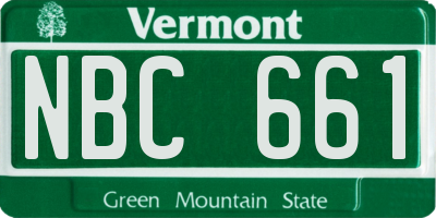 VT license plate NBC661