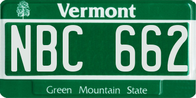 VT license plate NBC662