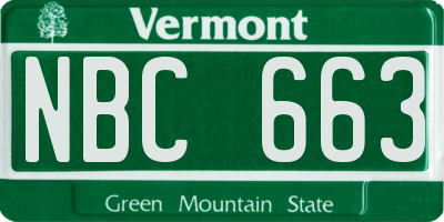 VT license plate NBC663